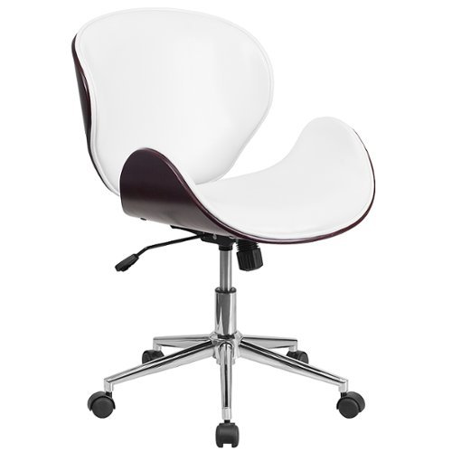 

Flash Furniture - Tana Contemporary Leather/Faux Leather Executive Swivel Office Chair - White LeatherSoft/Mahogany Frame