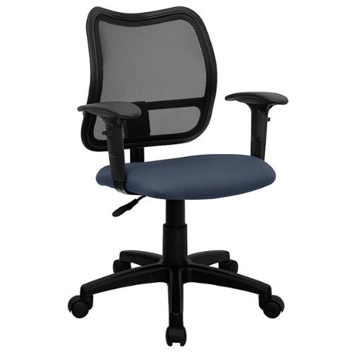 

Flash Furniture - Alber Contemporary Fabric Swivel Office Chair with Arms - Navy Blue