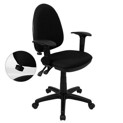 Flash Furniture - Mid-Back Fabric Multifunction Swivel Ergonomic Task Office Chair with Adjustable Lumbar Support and Adjustable Arms - Black