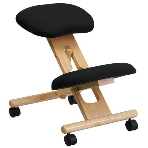 Flash Furniture - Mobile Wooden Ergonomic Kneeling Office Chair - Black