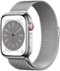 Apple Watch Series 8 GPS + Cellular 45mm Silver Stainless Steel Case with Silver Milanese Loop - Silver (AT&T) - (2022)-Front_Standard