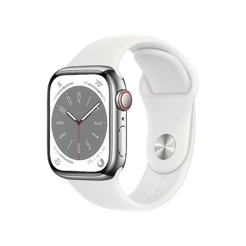 

Apple Watch Series 8 GPS + Cellular 41mm Silver Stainless Steel Case with White Sport Band - S/M - Silver (AT&T)