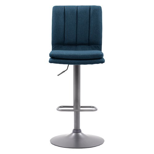 CorLiving - Palmer Adjustable Channel Tufted Upholstered Barstool (set of 2) - Blue
