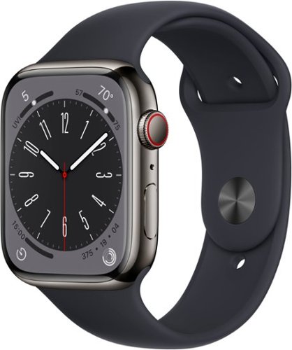 Apple Watch Series 8 GPS + Cellular 45mm Graphite Stainless Steel Case with Midnight Sport Band - S/M - Midnight (AT&T)