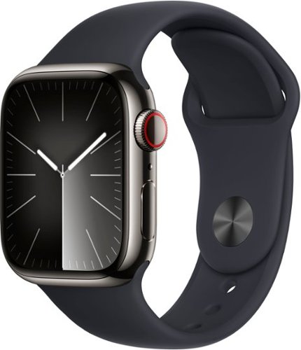 Apple Watch Series 9 (GPS + Cellular) 41mm Graphite Stainless Steel Case with Midnight Sport Band w/ Blood Oxygen - M/L - Graphite (Verizon)