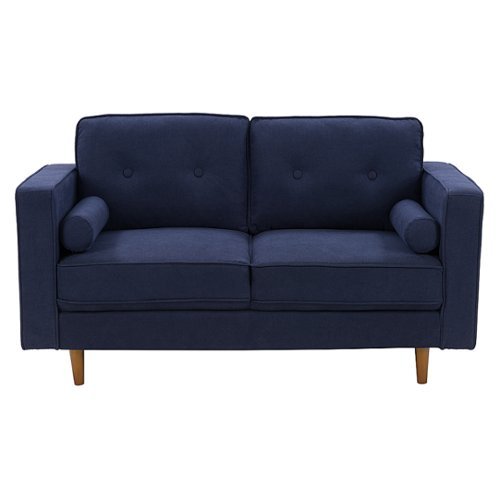 CorLiving - Mulberry 2-Seat Fabric Upholstered Modern Loveseat - Navy Blue