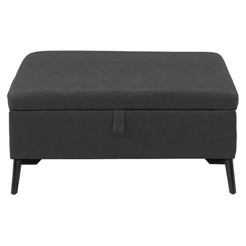 CorLiving Linden Square Storage Ottoman - Black