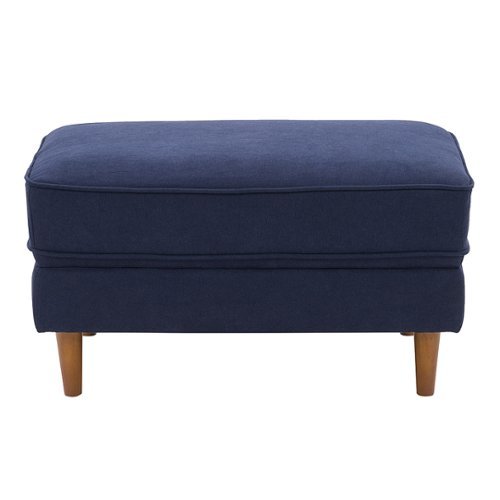 CorLiving - Mulberry Fabric Upholstered Modern Ottoman - Navy Blue