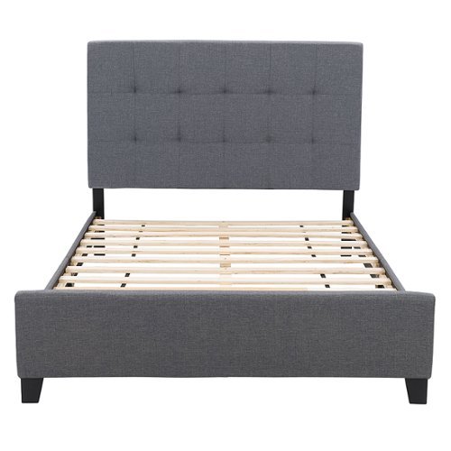CorLiving Ellery Fabric Tufted Bed, Double - Grey