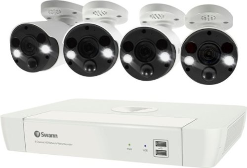 Swann - 8 Channel 1TB NVR, 4 x 4K PoE Cameras, w/Dual LED Spotlights, Color Night Vision and Free Face Recognition - White