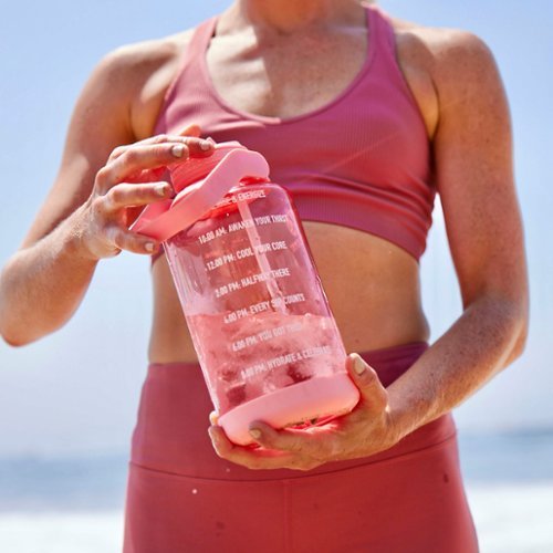 Takeya Tritan 64-oz. Motivational Water Bottle with Straw Lid - Flutter Pink SHOP ONLINE
