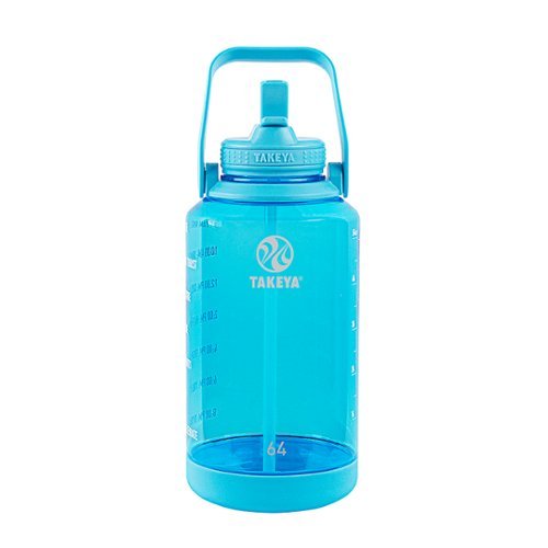 Takeya Tritan 64-oz. Motivational Water Bottle with Straw Lid - Breezy Blue WORLDWIDE DELIVERY