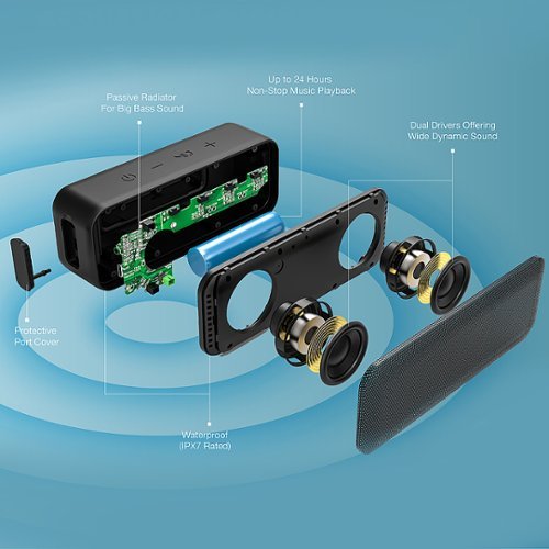 QFX IPX7 Waterproof Portable Rechargeable Bluetooth Speaker - Black BUY IN AUSTRALIA