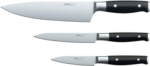 Ninja Foodi NeverDull System Premium 3-Piece German Stainless Stel Chef, Utility & Paring Knife Set - Black