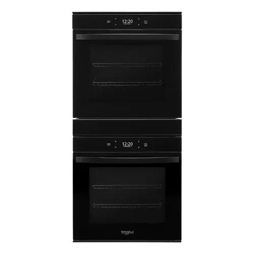 Front. Whirlpool - 24" Built-In Double Electric Convection Wall Oven with WiFi - Black.