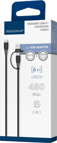 Insignia™ 6’ 2-in-1 USB-C to USB-C Charge-and-Sync Cable with USB Adapter - Black BUY IN MIDDLE EAST