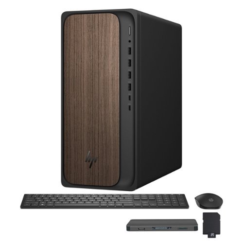ASUS - Upgraded - HP OmniDesk Desktop Copilot+ PC,Intel Ultra 7 265,16GB DDR5,1TB SSD+1TB Dock,Keyboard&Mouse,Wi-Fi 6,Win 11 Pro - Dark Wood-Front_Standard 