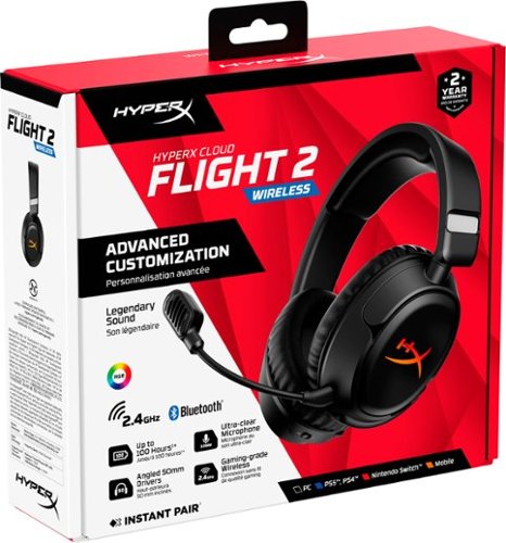 HyperX Cloud Flight 2 Wireless Gaming Headset for PC, PS5, PS4, Nintendo Switch, Mac, Mobile, and Bluetooth - Black BUY IN CANADA