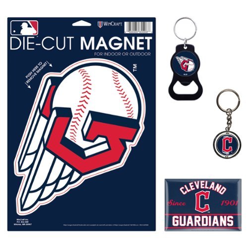 WinCraft - Cleveland Guardians 4-Pack Key Rings and Magnets Set - Multicolor-Front_Standard 