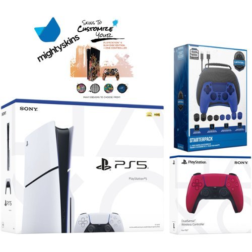 PlayStation Slim Disc with Extra Controller, Pro Gamer Starter Kit and  MightySkins Decal Voucher PlayStation