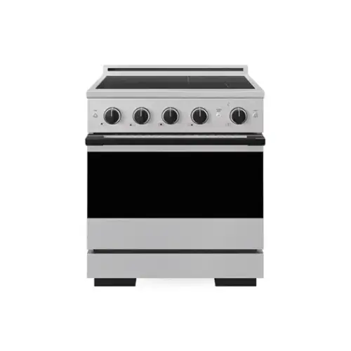 Front. ZLINE - Autograph 30 in. 4.2 cu. ft. Marino Freestanding Induction Range with 4 Burners and Convection Oven w/ Black Accents - Stainless Steel.
