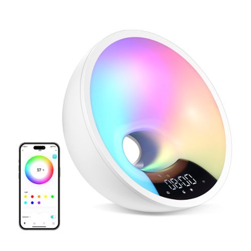 HOM - Smart Sunrise Alarm Clock w/ Wake-Up Light & Radio - Digital Clock & Lamp w/ 7 Sounds & Colors - Alexa & Google Home - White-Front_Standard 