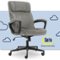 Serta - Ergonomic Executive Office Chair with Lumbar Support Headrest Pillow Padded Armrests Swivel Soft Microfiber Fabric - Soft Plush - Gray-Front_Standard