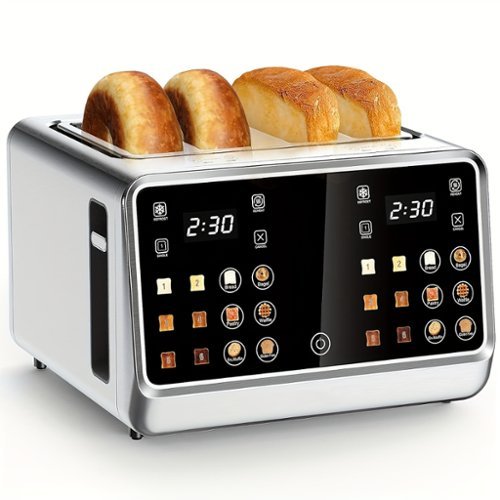 GlowWise - Toaster 4 Slice, Digital Smart Toaster with TouchScreen, Single Slot Toasting, Timer, Reheat & Defrost for Bagels - Silver-Front_Standard 