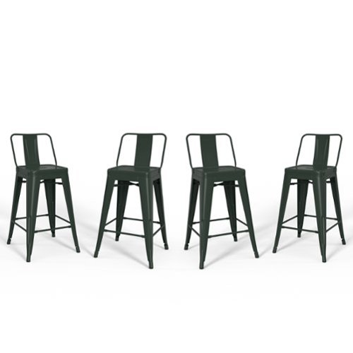 Simpli Home - Rayne Metal Counter Height Stool (Set of 4) - Deep Sage Green-Front_Standard 