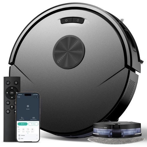 Teendow - 2-in-1 Robot Vacuum & Mop, App-Controlled Smart Cleaner with HEPA, Self-Charging, Ideal for Pet Hair & Hard Floors - Black-Front_Standard 