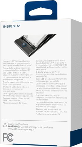 Insignia™ 2.5 SATA to USB-C HDD Enclosure - Black BUY IN AUSTRALIA