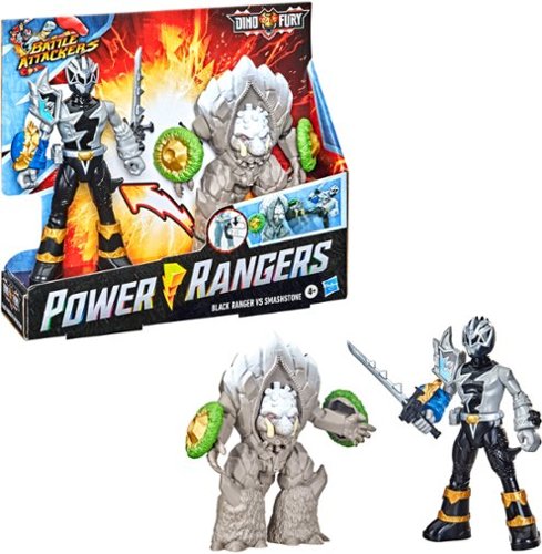 Power Rangers Dino Fury Battle Attackers Black Ranger vs. Smashstone