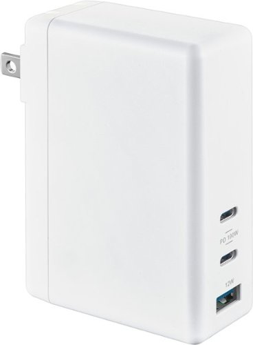  Insignia™ - 112W Foldable Wall Charger with 2 USB-C and 1 USB Port for Laptops, Smartphone, Tablet, and More - White
