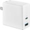 Insignia™ - 72.5W 2-Port USB-C/USB Foldable Wall Charger for Laptops, Smartphone, and Tablet - White-Front_Standard