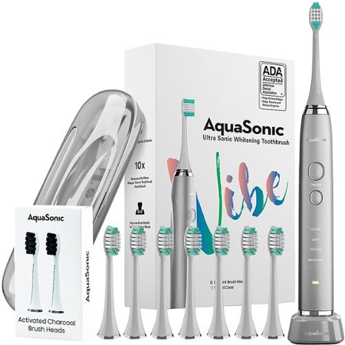AquaSonic - Ultrasonic Rechargeable Electric Toothbrush Ultimate Bundle - Charcoal Metallic