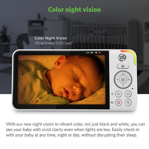 LeapFrog 1080p WiFi Remote Access Video Baby Monitor with 5” High Definition 720p Display, Night Light, Color Night Vision - white GLOBAL SHIPPING