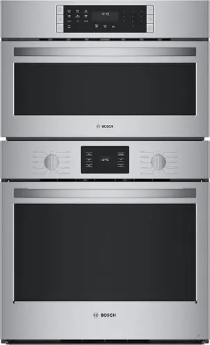 Front. Bosch - 500 Series 30" Built-In Electric Convection Wall Oven with Built-In Microwave - Stainless steel.
