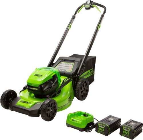 Greenworks - 21" 80-Volt Self Propelled Cordless Walk Behind Lawn Mower (4.0Ah & 2.0Ah Batteries and Charger Included) - Green