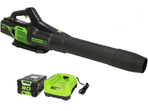 Greenworks - 80-Volt 4.0Ah 730 CFM Blower w/ battery and rapid charger - green