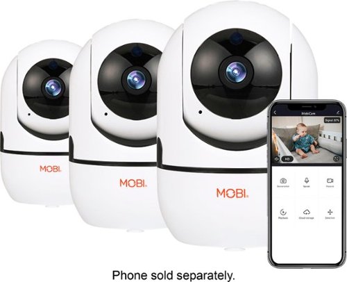 MOBI - Cam HDX Smart HD Pan & Tilt Wi-Fi Baby Monitoring Camera with 2-way Audio and Powerful Night Vision 3-Pack - White