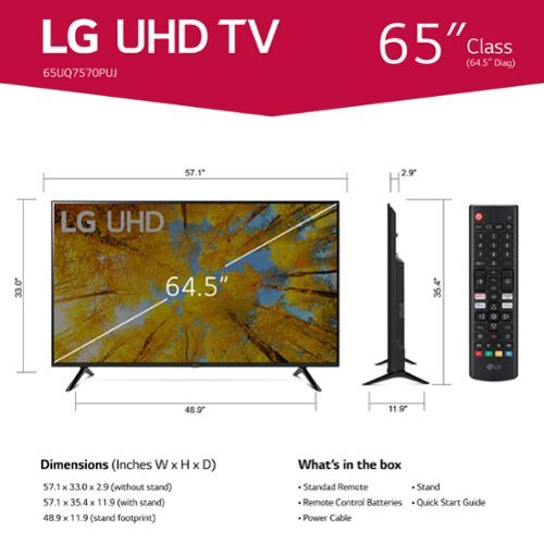 LG 65” Class UQ75 Series LED 4K UHD Smart webOS TV (2022