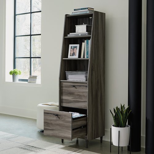 

Sauder - Harvey Park Narrow Storage Bookcase - Gray
