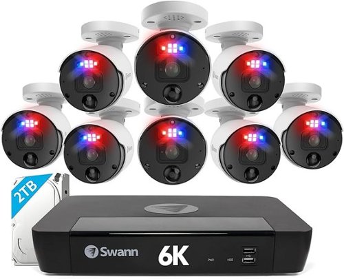 Swann - ProEnforcer 8-Channel, 8-Cameras Indoor/Outdoor Wired 12MP Ultra HD 2TB NVR Security System - White