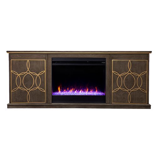 SEI Furniture - Yardlynn Fireplace Entertainment Center for Most Flat-Panel TVs Up to 58" - Brown and gold finish
