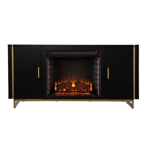 SEI Furniture - Biddenham Fireplace Entertainment Center for Most Flat-Panel TVs Up to 52" - Black and gold finish