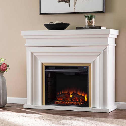 SEI Furniture - Bevonly Electric Fireplace - White and gold finish