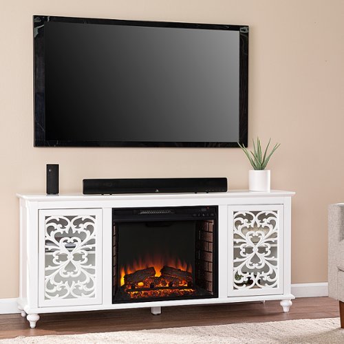 SEI Furniture - Maldina Fireplace Entertainment Center for Most Flat-Panel TVs Up to 60" - White finish