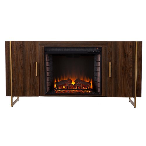 

SEI Furniture - Dashton Fireplace Entertainment Center for Most Flat-Panel TVs Up to 60" - Brown and gold finish