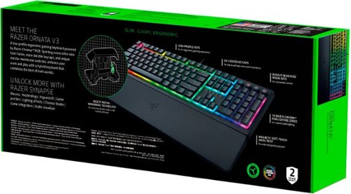 Razer Ornata V3 Full-Size Wired Mecha-Membrane Gaming Keyboard with Chroma RGB Backlighting - Black BUY ONLINE