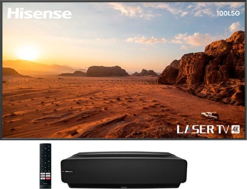 Hisense - L5G Laser TV Ultra Short Throw Projector with 100" ALR Screen, 4K UHD, 2700 Lumens, HDR10, Android TV - Black